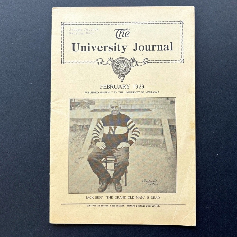 1923 University of Nebraska Journal Magazine Jack Best Grand Old Man UNL History